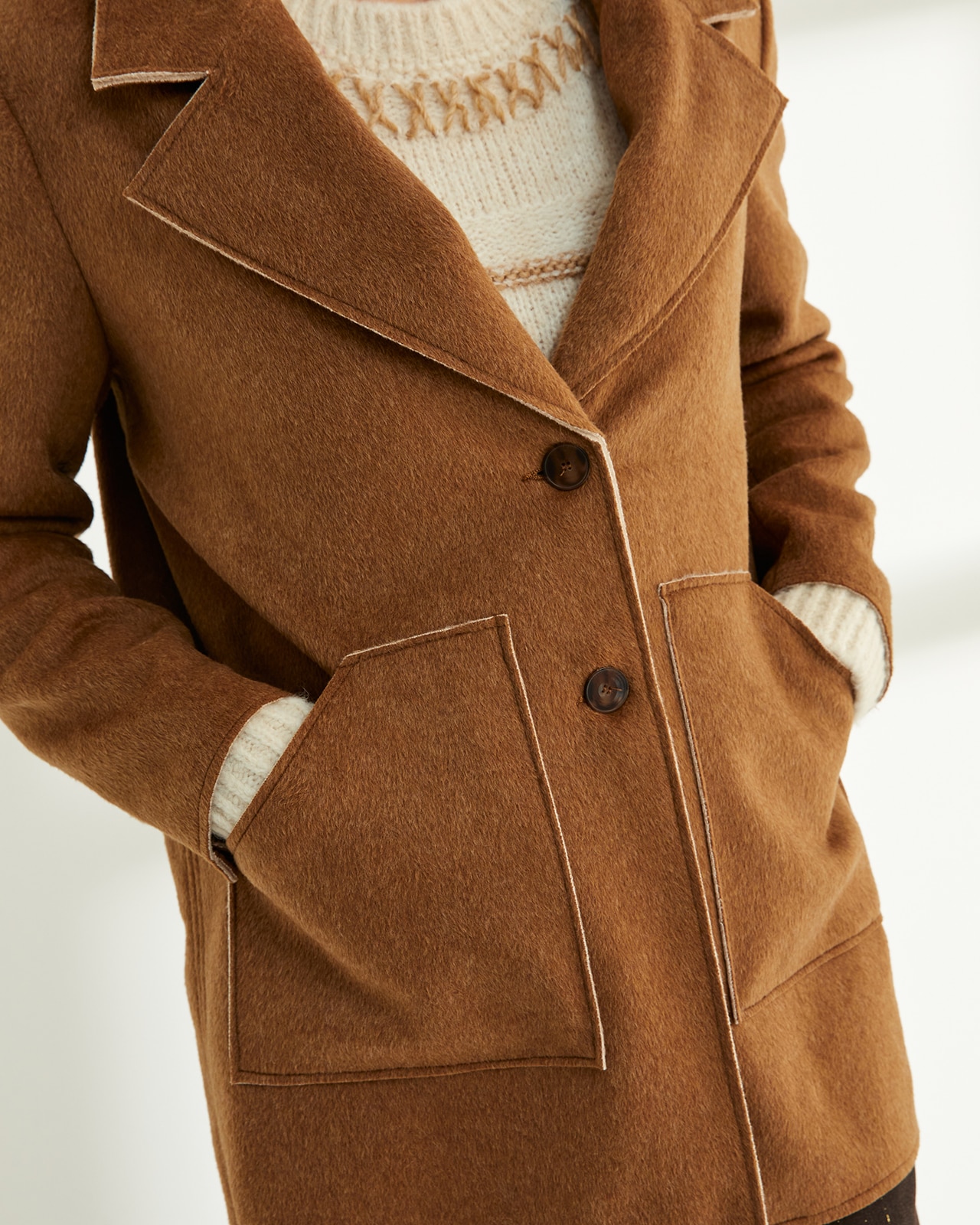 Abrigo de mujer doble faz - Paz Torras - Camel Camel-4
