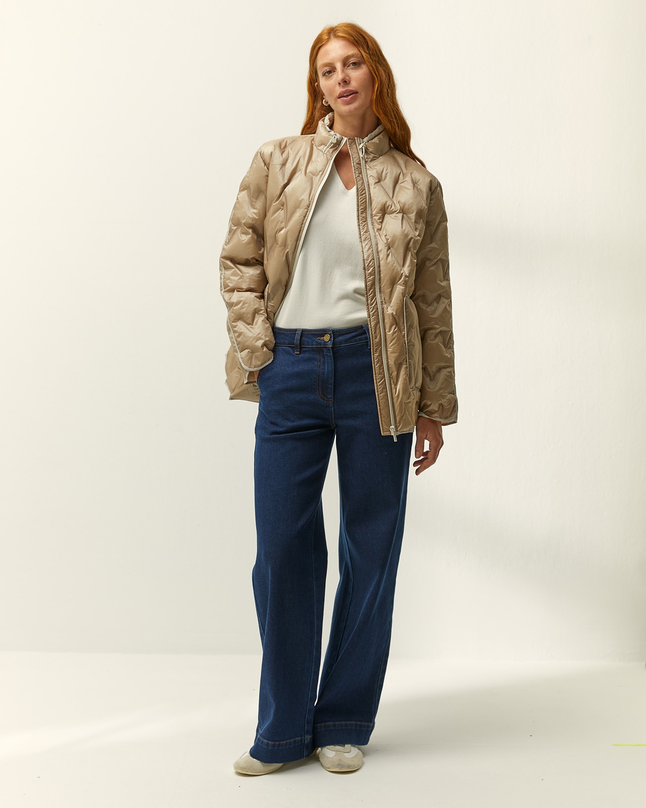 Parka de mujer acolchada cuello semialzado - Paz Torras - Beige Beige-1