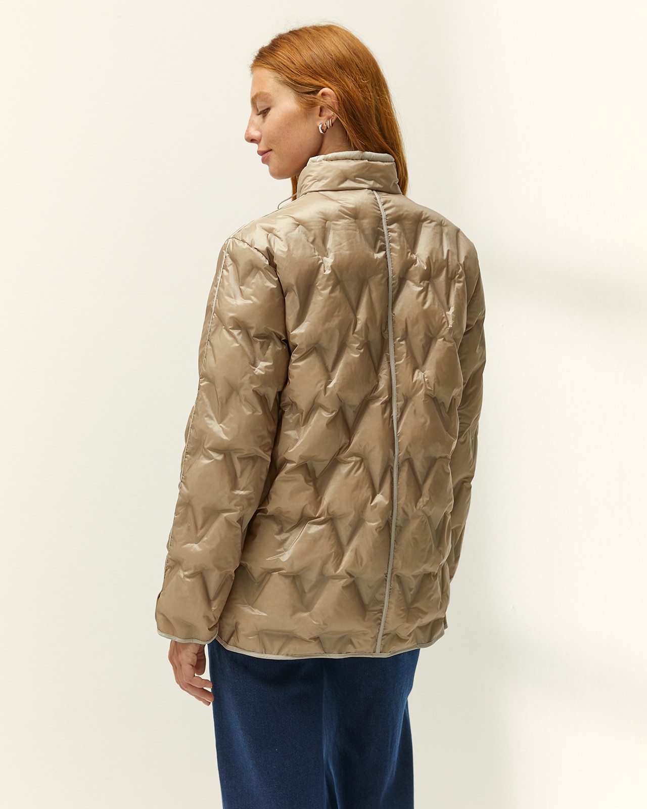 Parka de mujer acolchada cuello semialzado - Paz Torras - Beige Beige-3