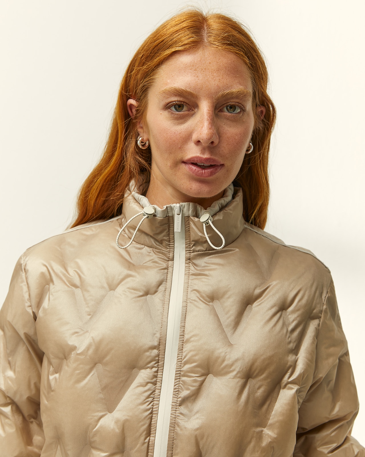 Parka de mujer acolchada cuello semialzado - Paz Torras - Beige Beige-4