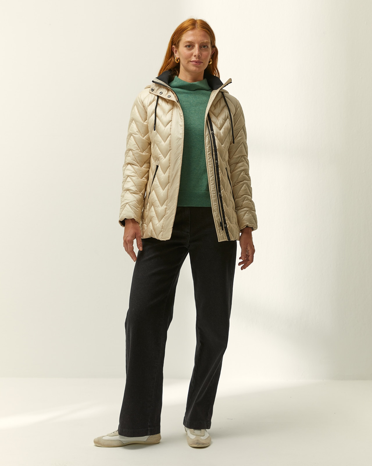 Parka de mujer acolchada capucha desmontable - Paz Torras - Beige Beige-1