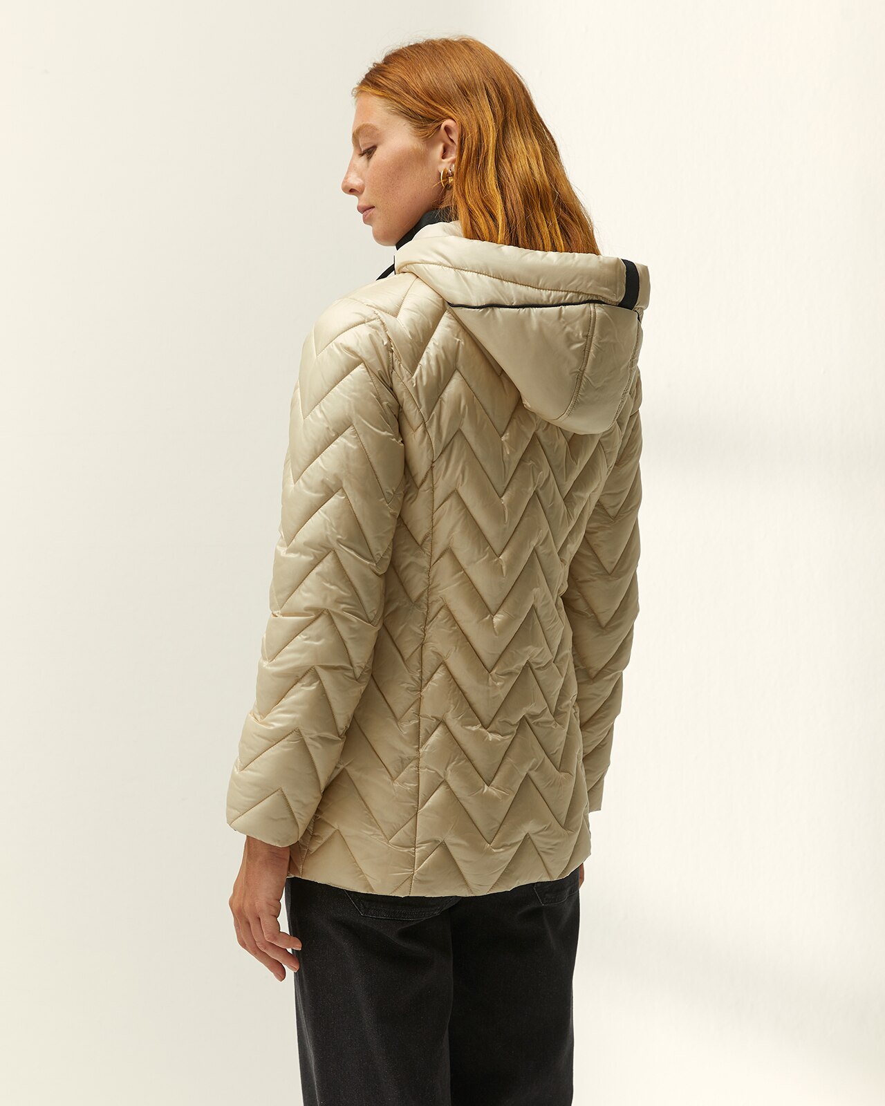 Parka de mujer acolchada capucha desmontable - Paz Torras - Beige Beige-3