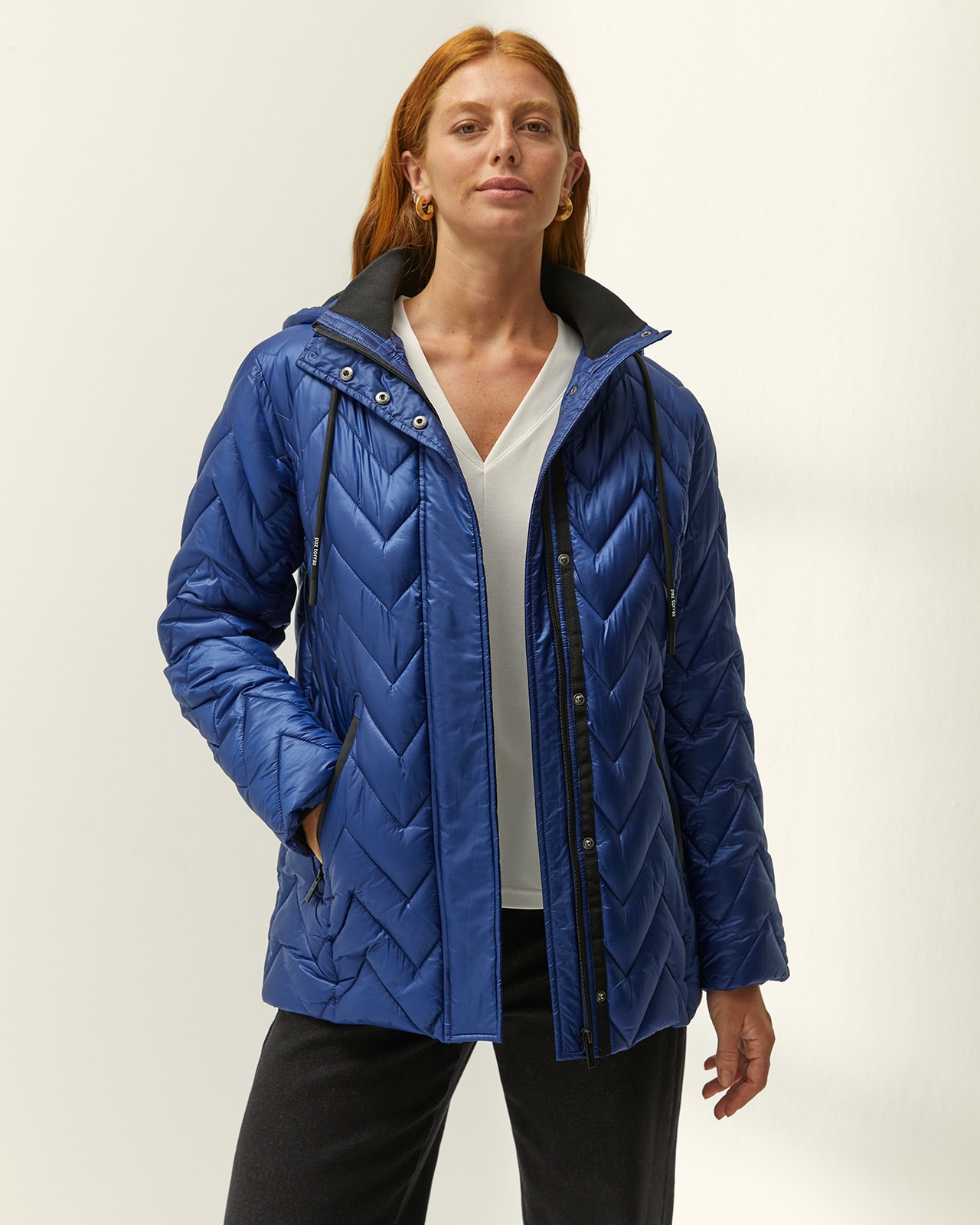 Parka de mujer acolchada capucha desmontable - Paz Torras - Azul Azul-2