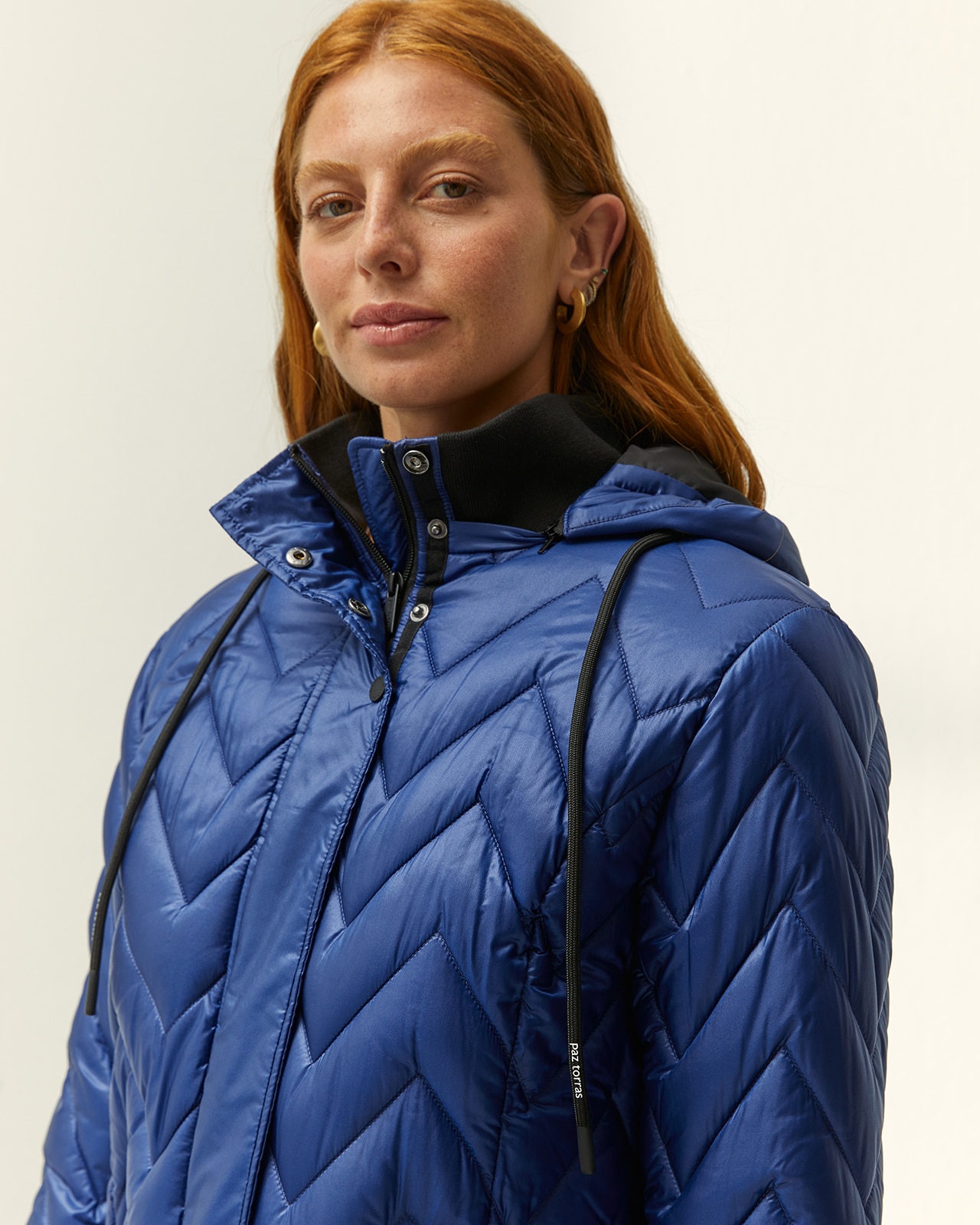 Parka de mujer acolchada capucha desmontable - Paz Torras - Azul Azul-4