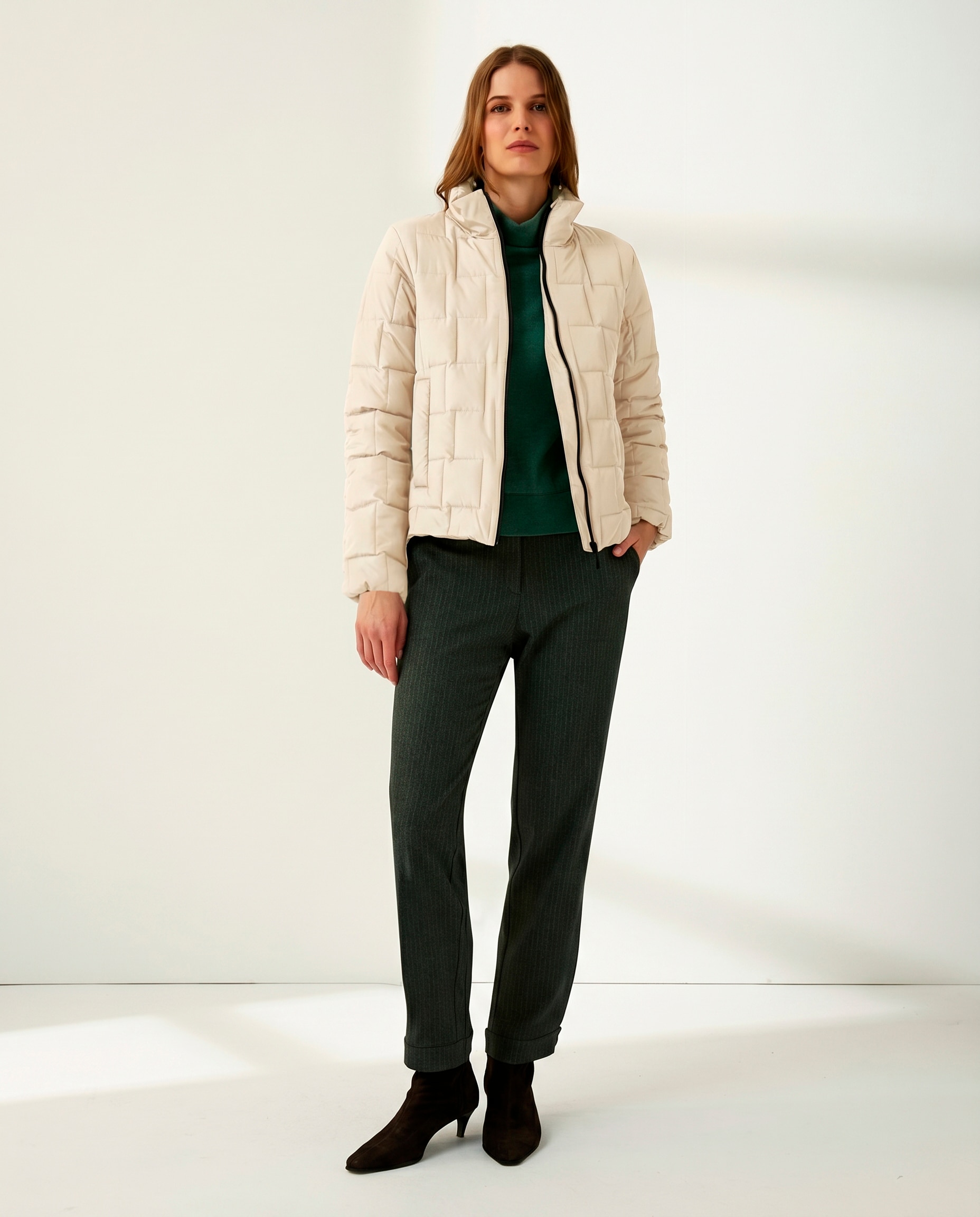 Parka corta de mujer acolchada cuello alzado - Paz Torras - Crudo Crudo-1
