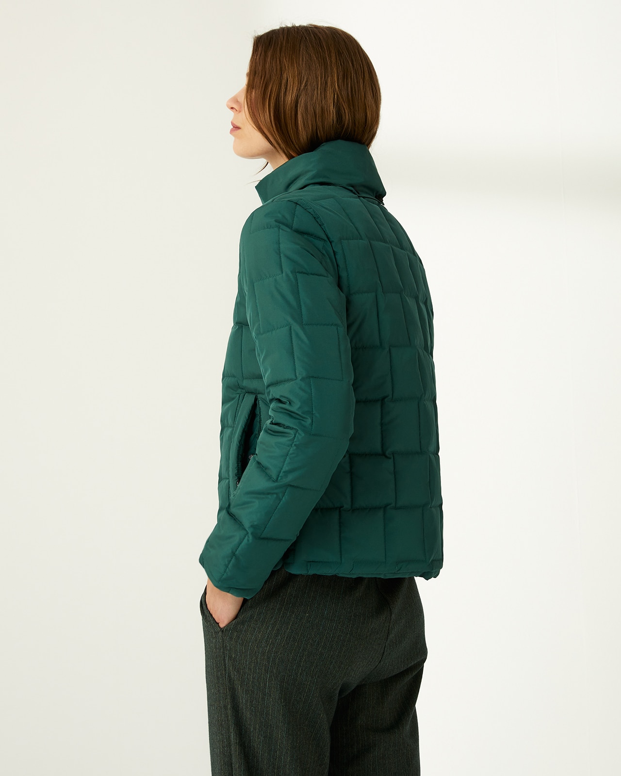 Parka corta de mujer acolchada cuello alzado - Paz Torras - Verde Verde-3