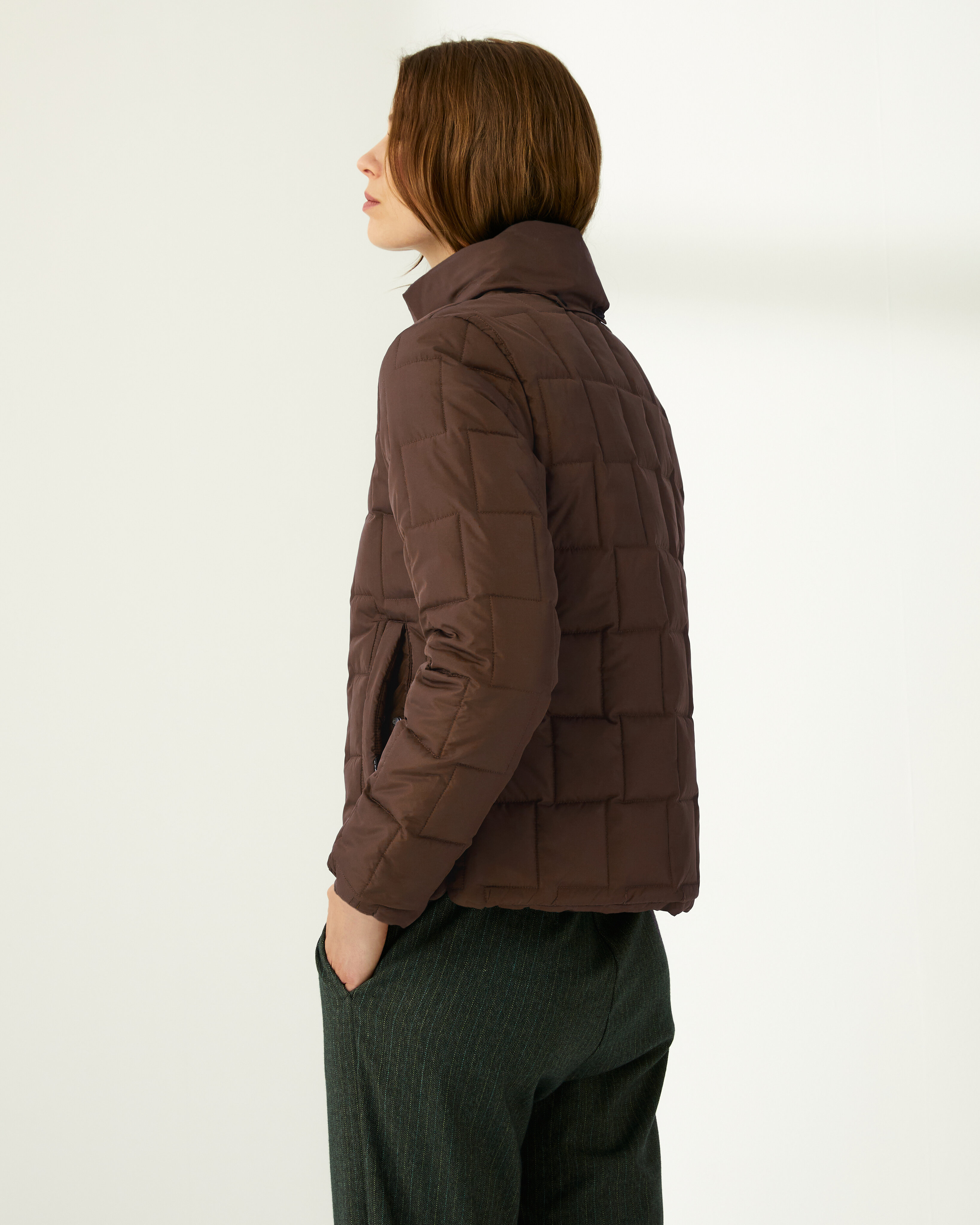 Parka corta de mujer acolchada cuello alzado - Paz Torras - Marrón oscuro Marrón oscuro-3