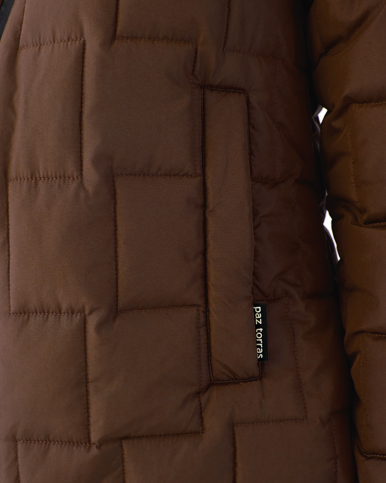 Parka corta de mujer acolchada cuello alzado - Paz Torras - Marrón oscuro Marrón oscuro-5
