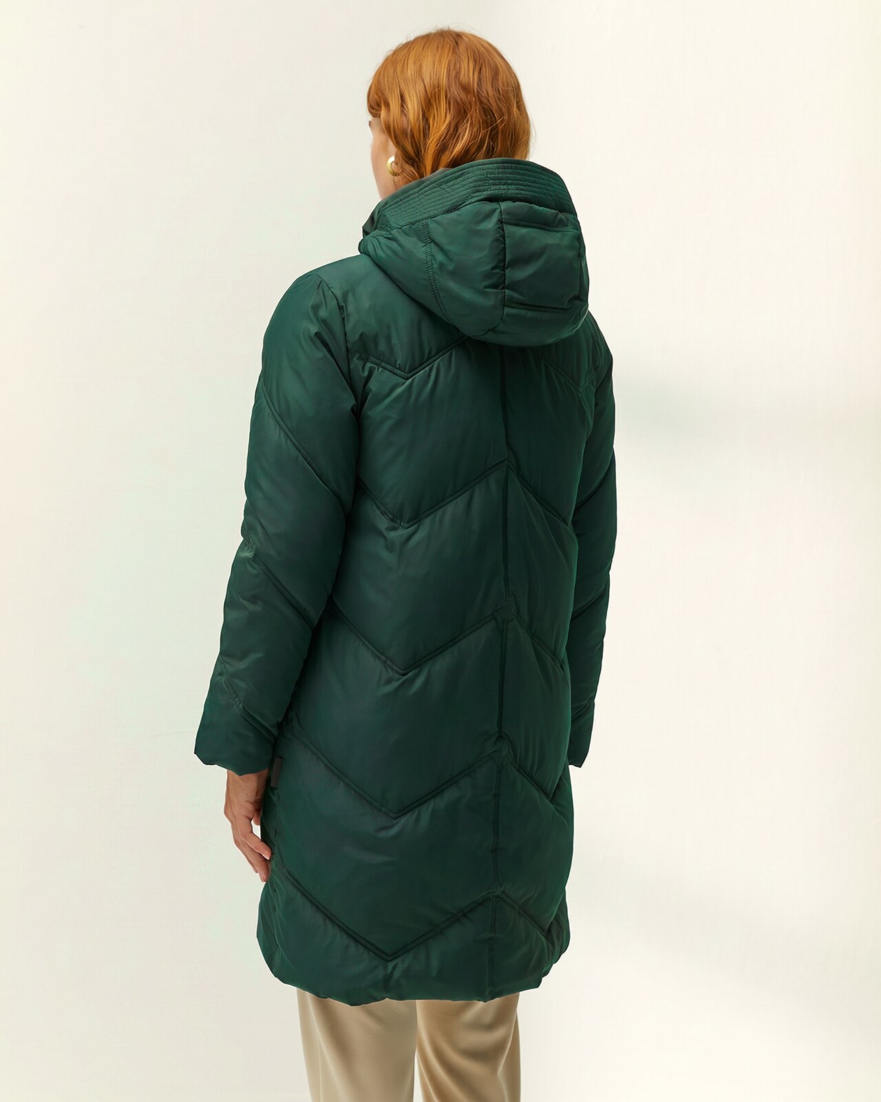Parka larga de mujer acolchada capucha desmontable - Paz Torras - Verde Verde-3