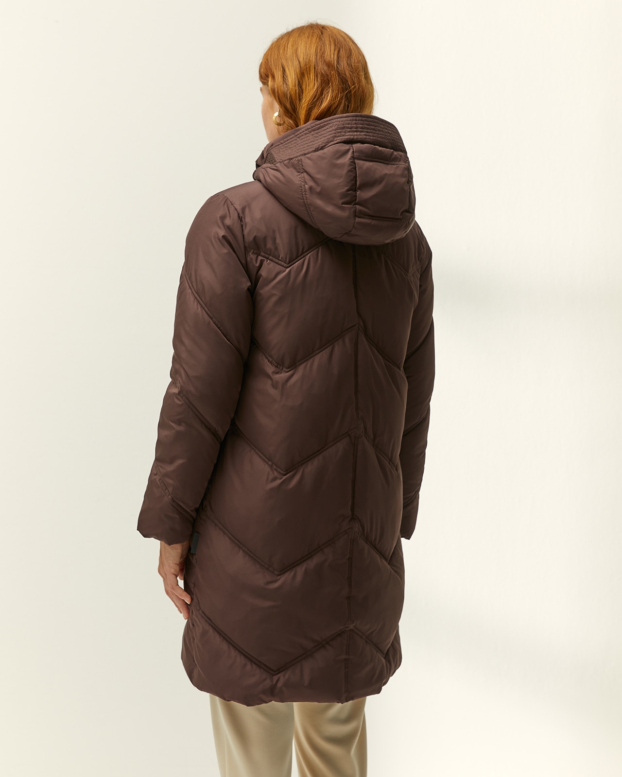 Parka larga de mujer acolchada capucha desmontable - Paz Torras - Marrón oscuro Marrón oscuro-3