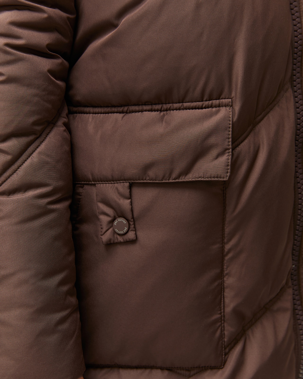 Parka larga de mujer acolchada capucha desmontable - Paz Torras - Marrón oscuro Marrón oscuro-5