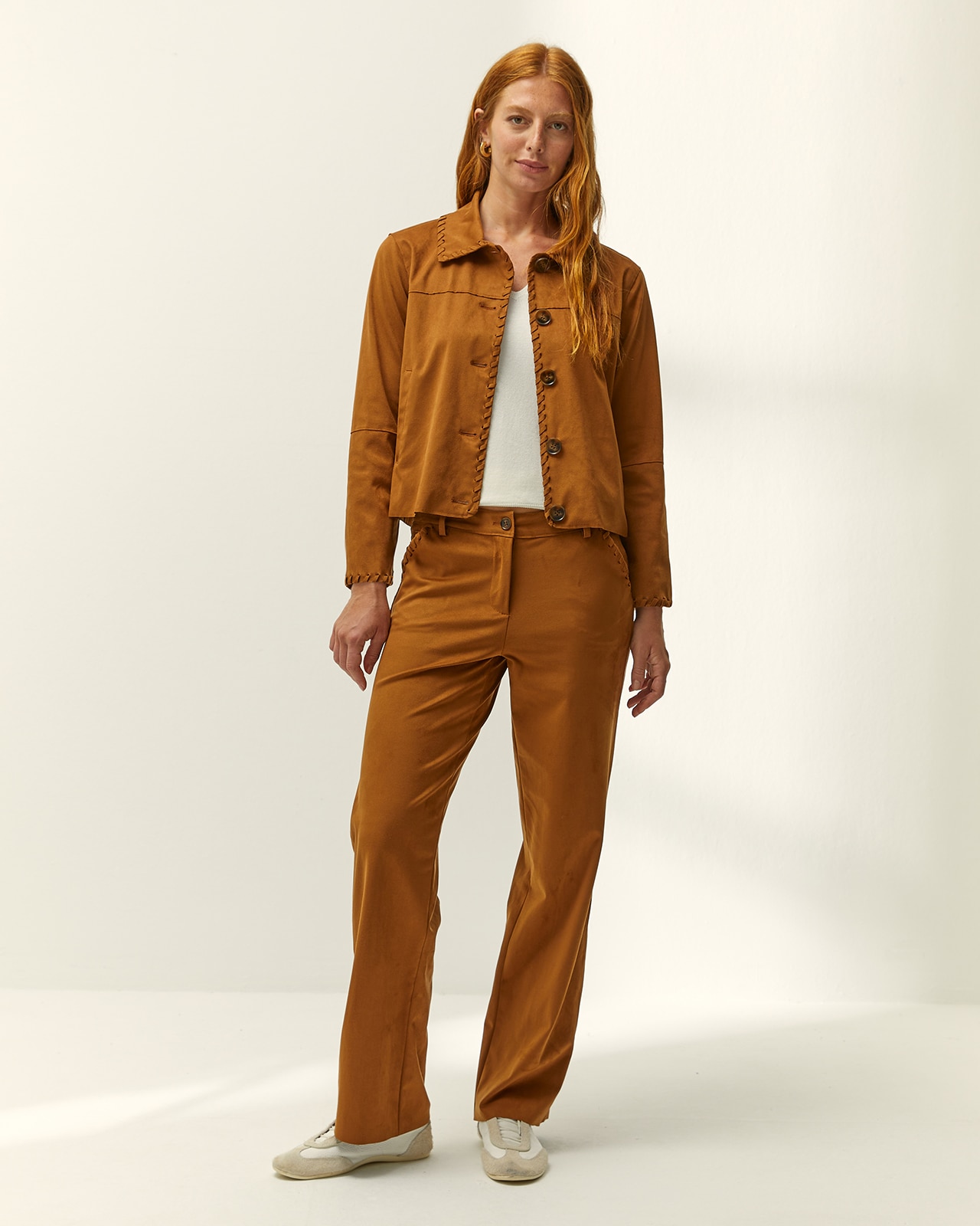 Chaqueta de mujer efecto ante cuello camisero - Paz Torras - Camel Camel-1