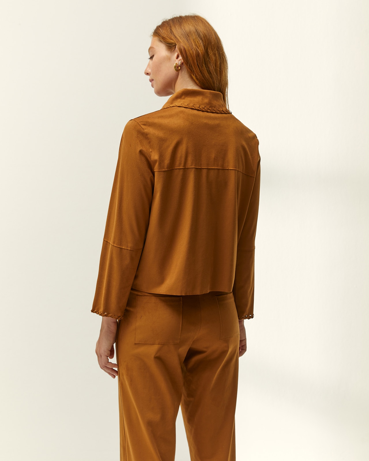 Chaqueta de mujer efecto ante cuello camisero - Paz Torras - Camel Camel-3