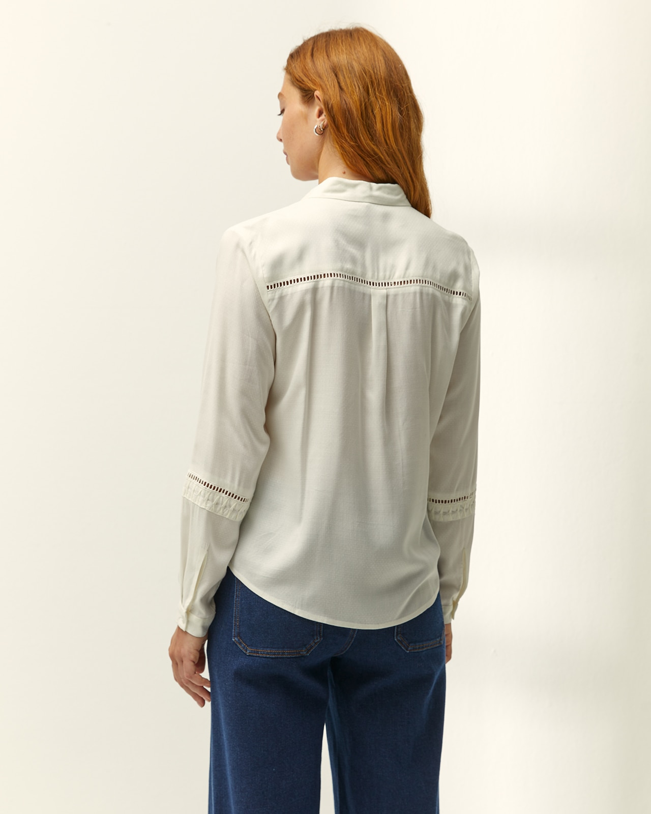Camisa de mujer cuello camisero manga larga - Paz Torras - Crudo Crudo-3