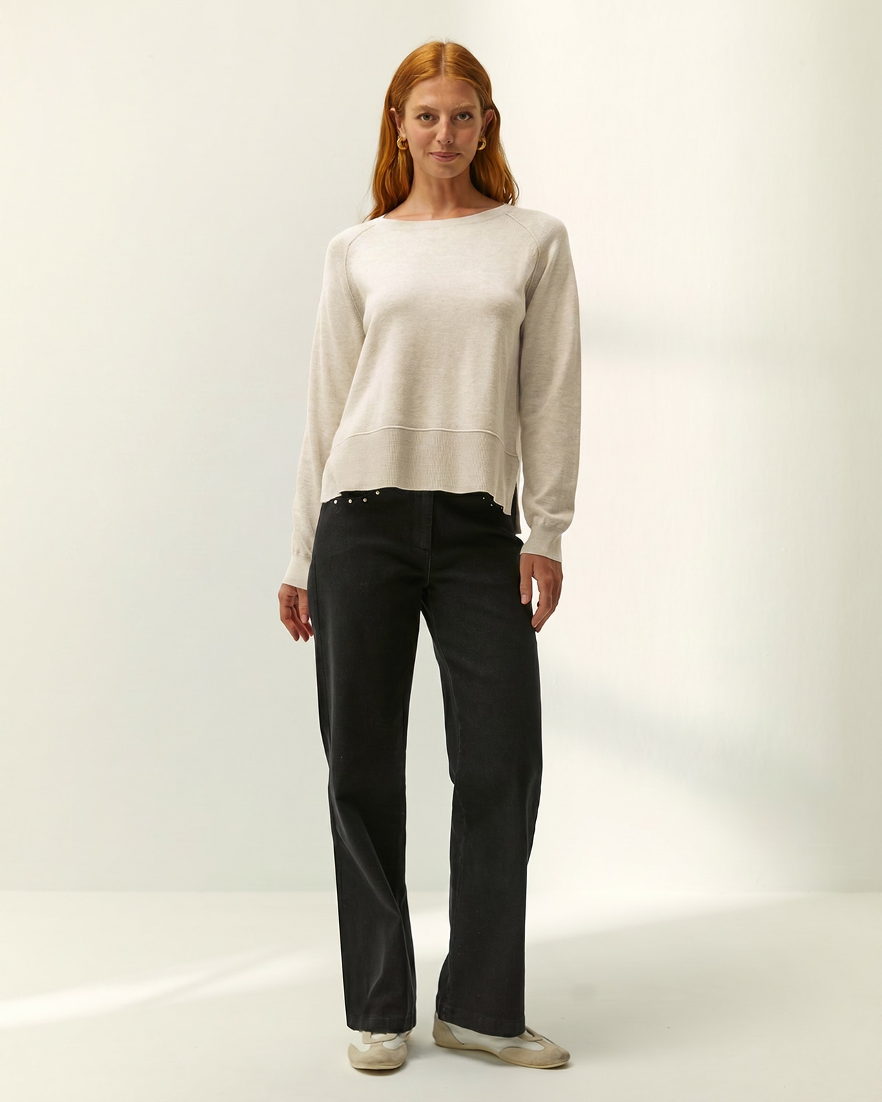 Jersey de mujer punto fino escote barco - Paz Torras - Crudo Crudo-1