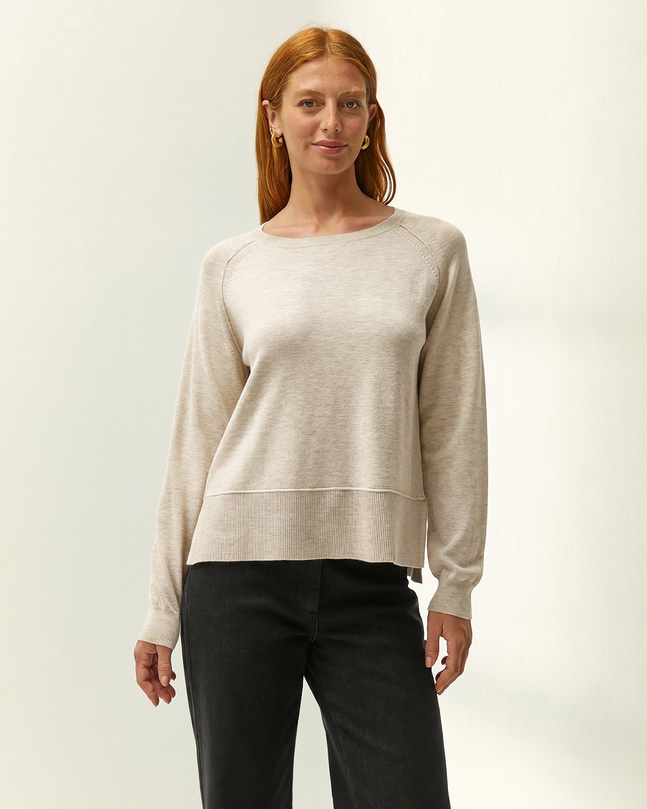 Jersey de mujer punto fino escote barco - Paz Torras - Crudo Crudo-2