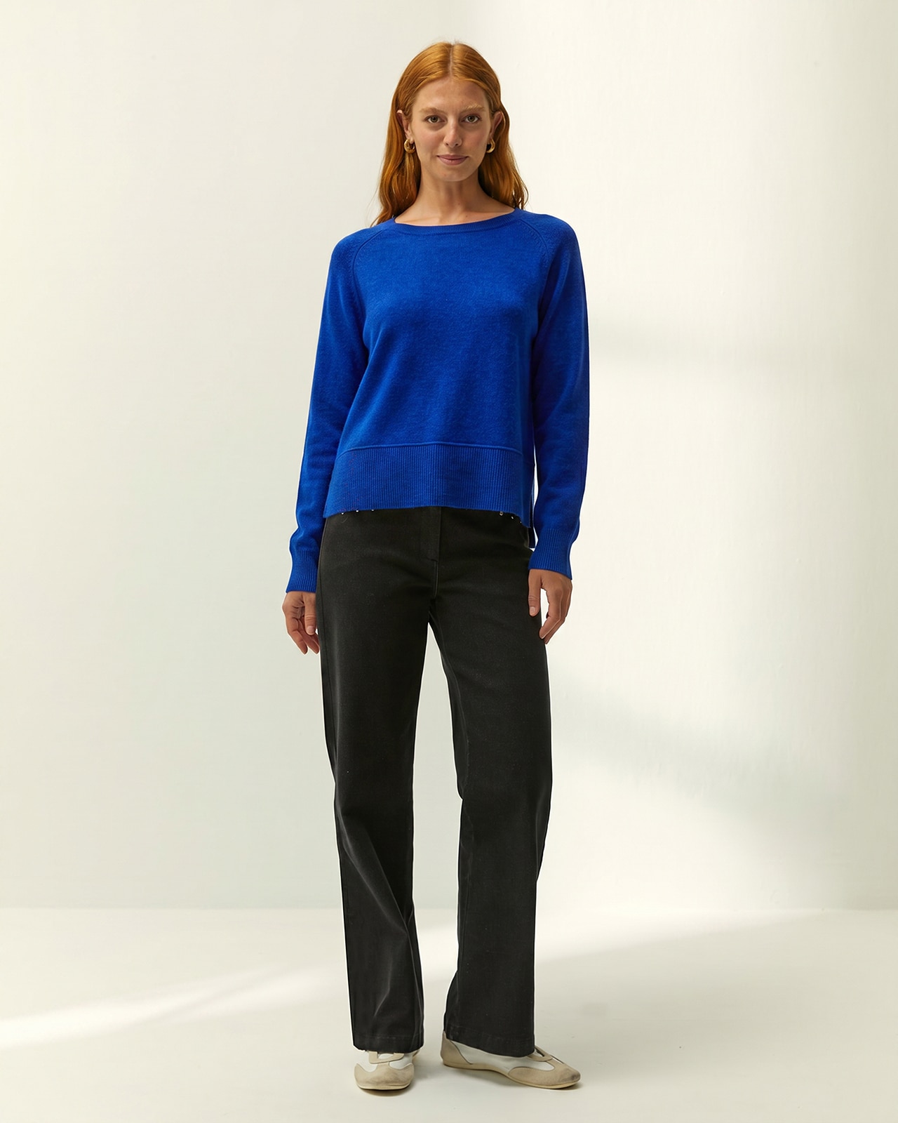 Jersey de mujer punto fino escote barco - Paz Torras - Azul Azul-1