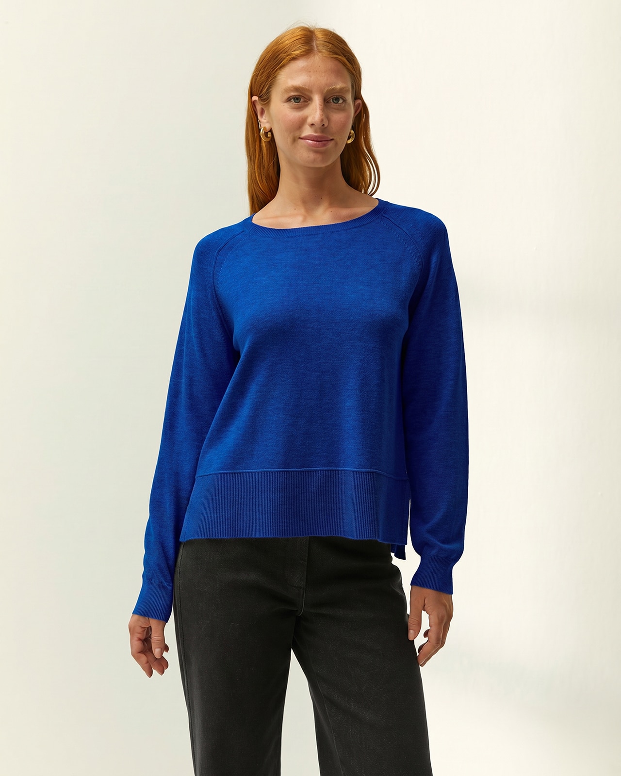 Jersey de mujer punto fino escote barco - Paz Torras - Azul Azul-2