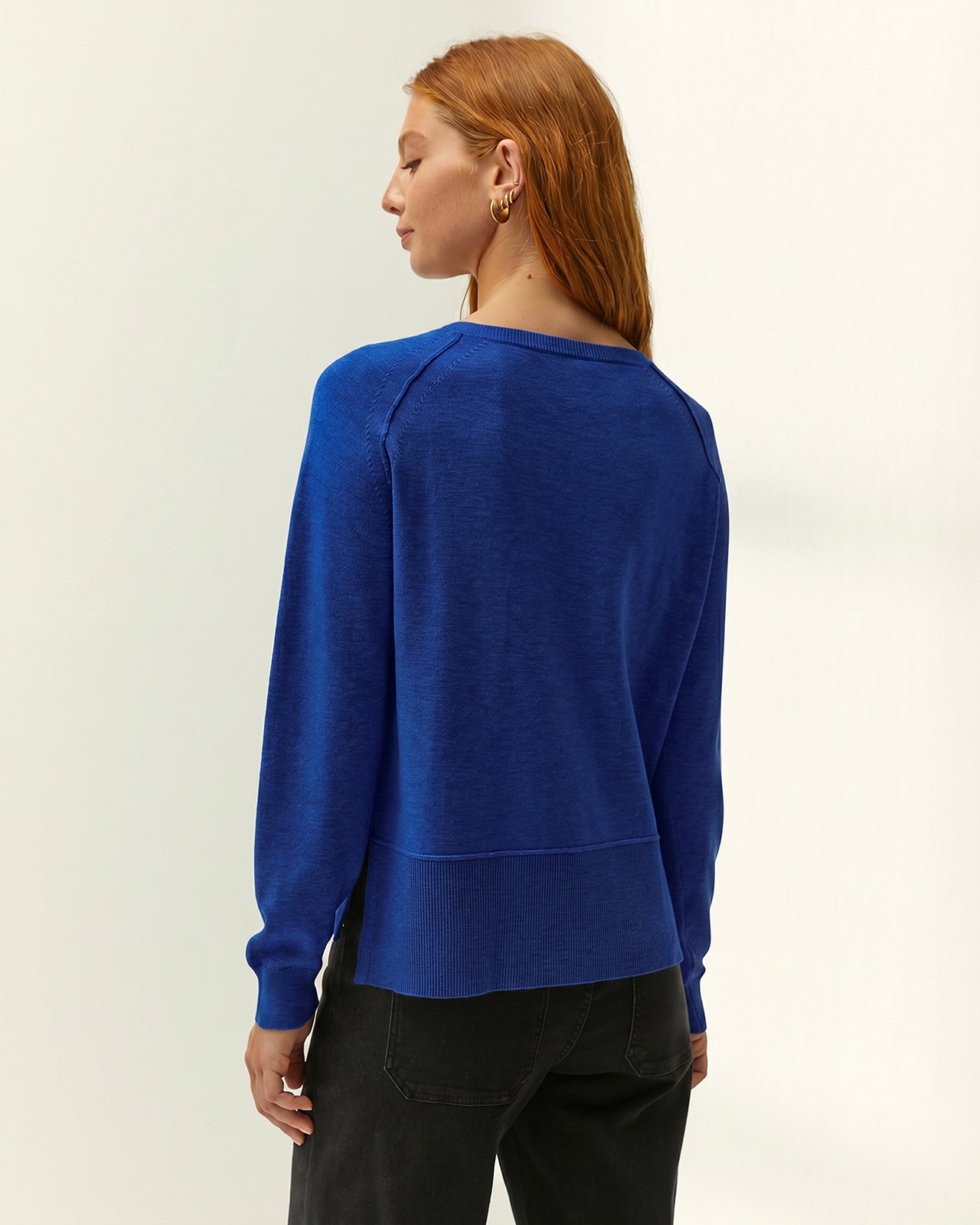 Jersey de mujer punto fino escote barco - Paz Torras - Azul Azul-3