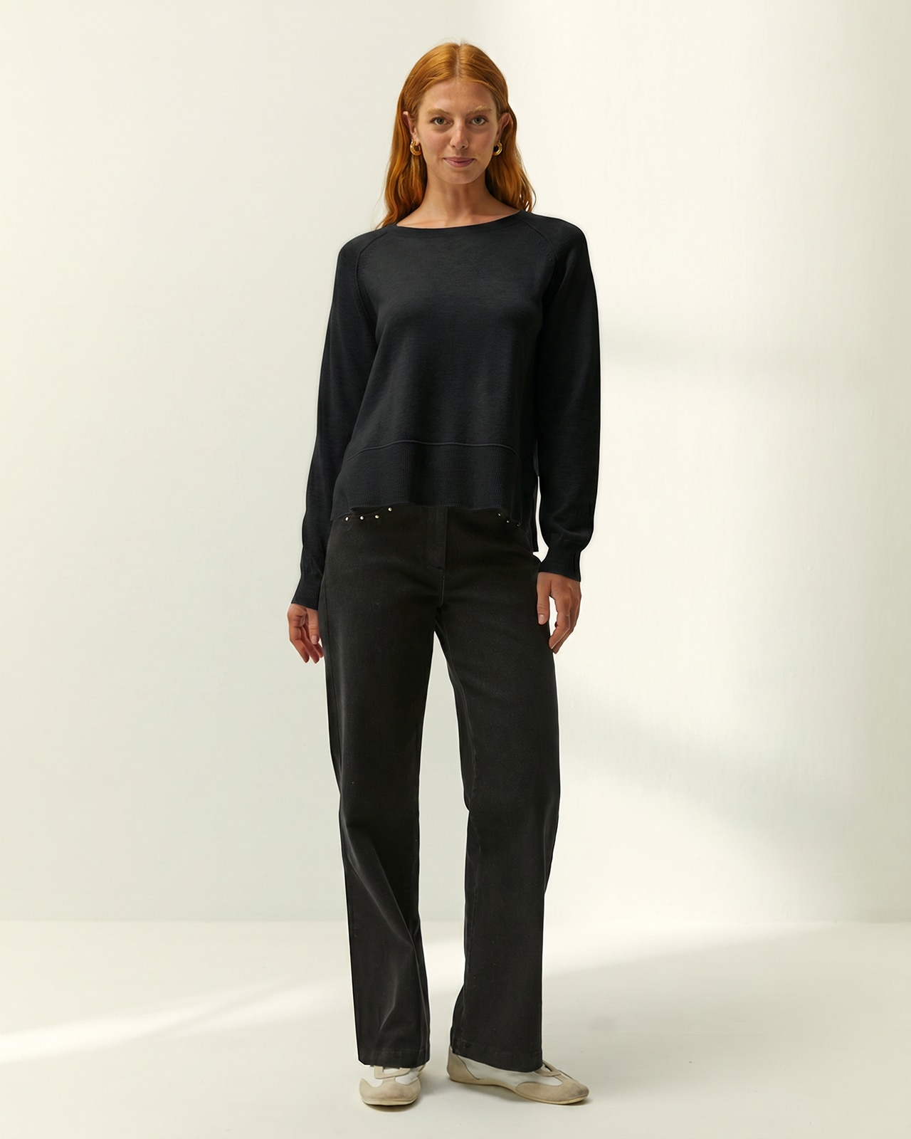 Jersey de mujer punto fino escote barco - Paz Torras - Negro Negro-1