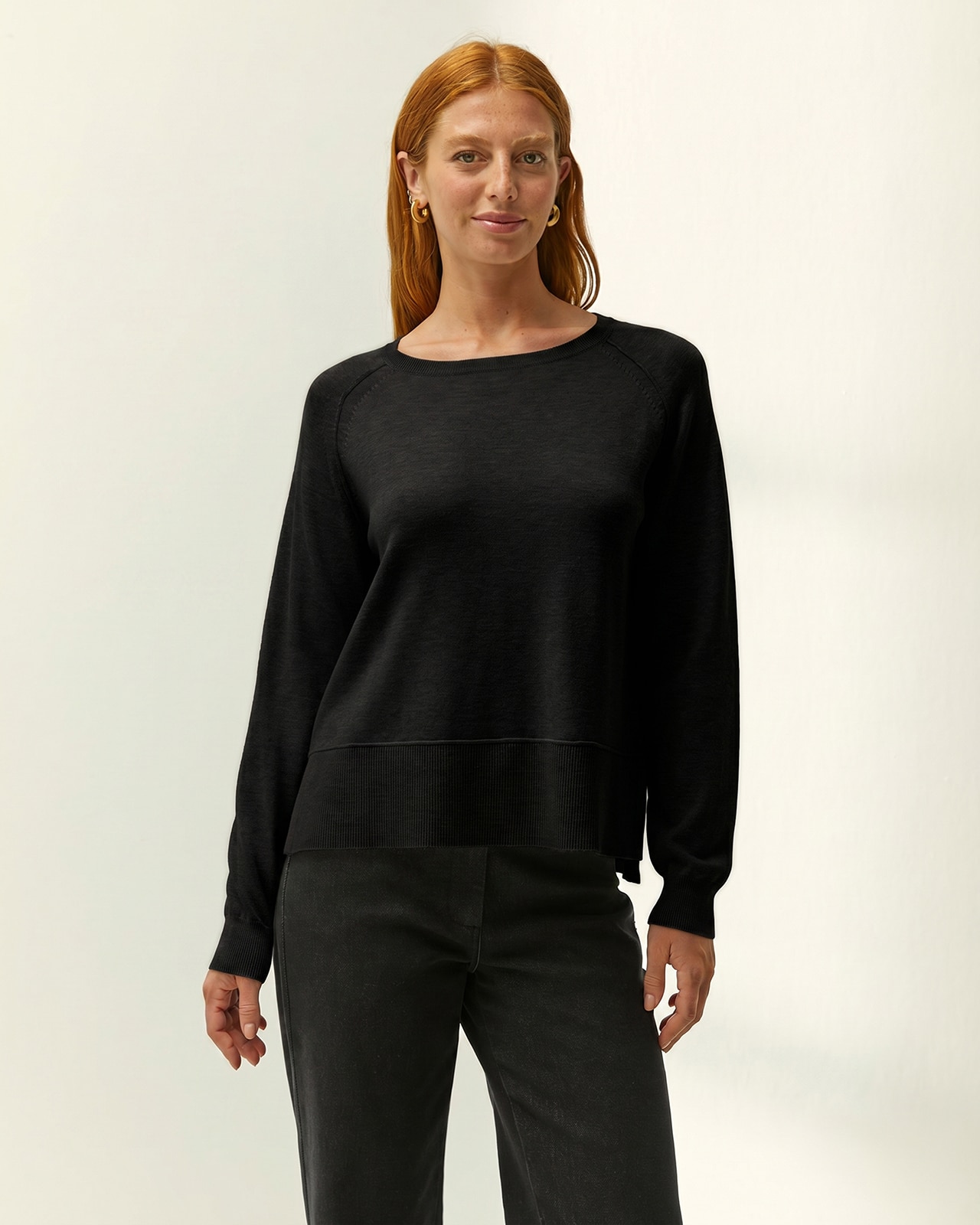 Jersey de mujer punto fino escote barco - Paz Torras - Negro Negro-2