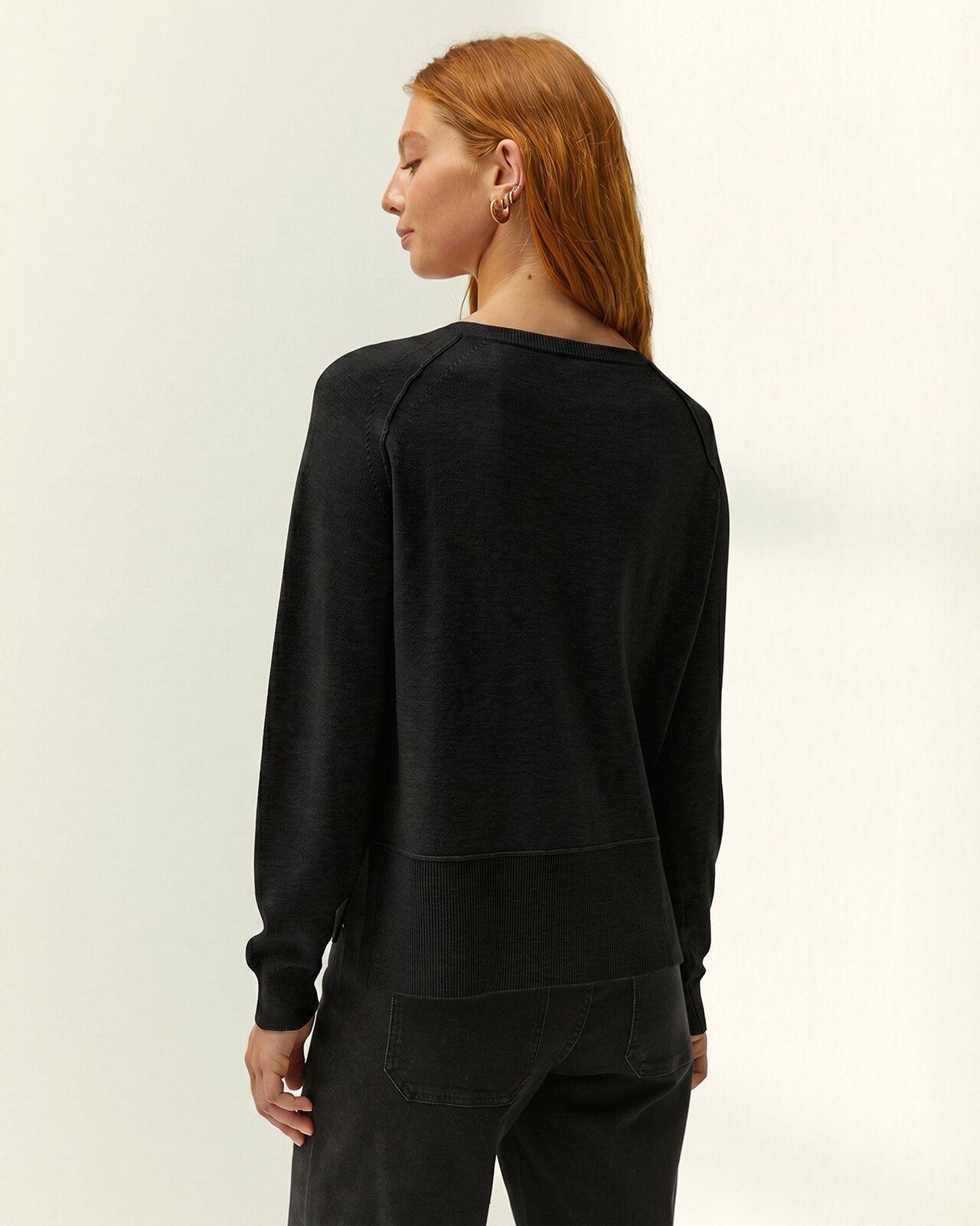 Jersey de mujer punto fino escote barco - Paz Torras - Negro Negro-3