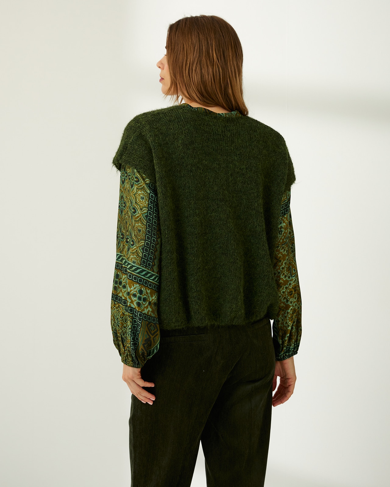 Chaleco de mujer cuello pico - Paz Torras - Verde Verde-3