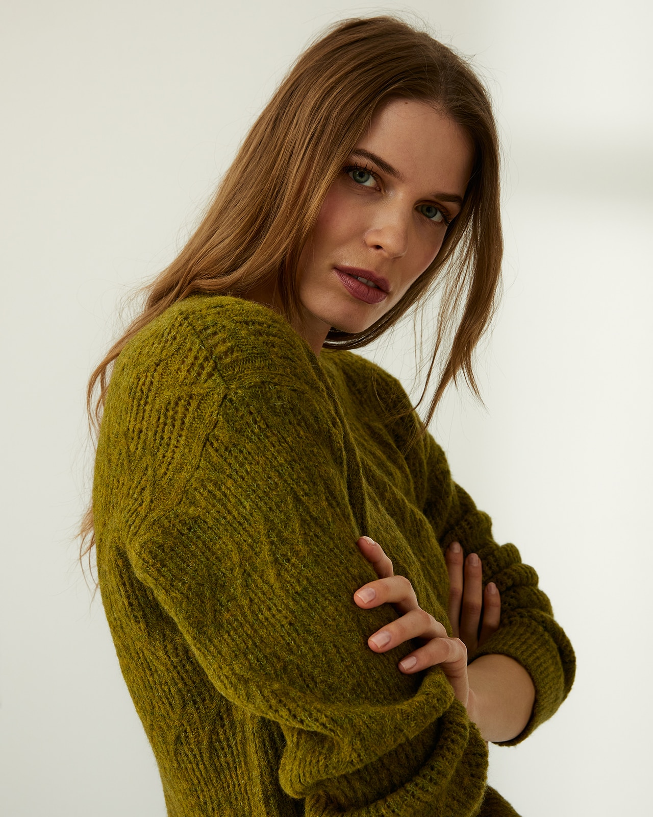 Jersey de mujer cuello redondo punto fantasía - Paz Torras - Verde Verde-4