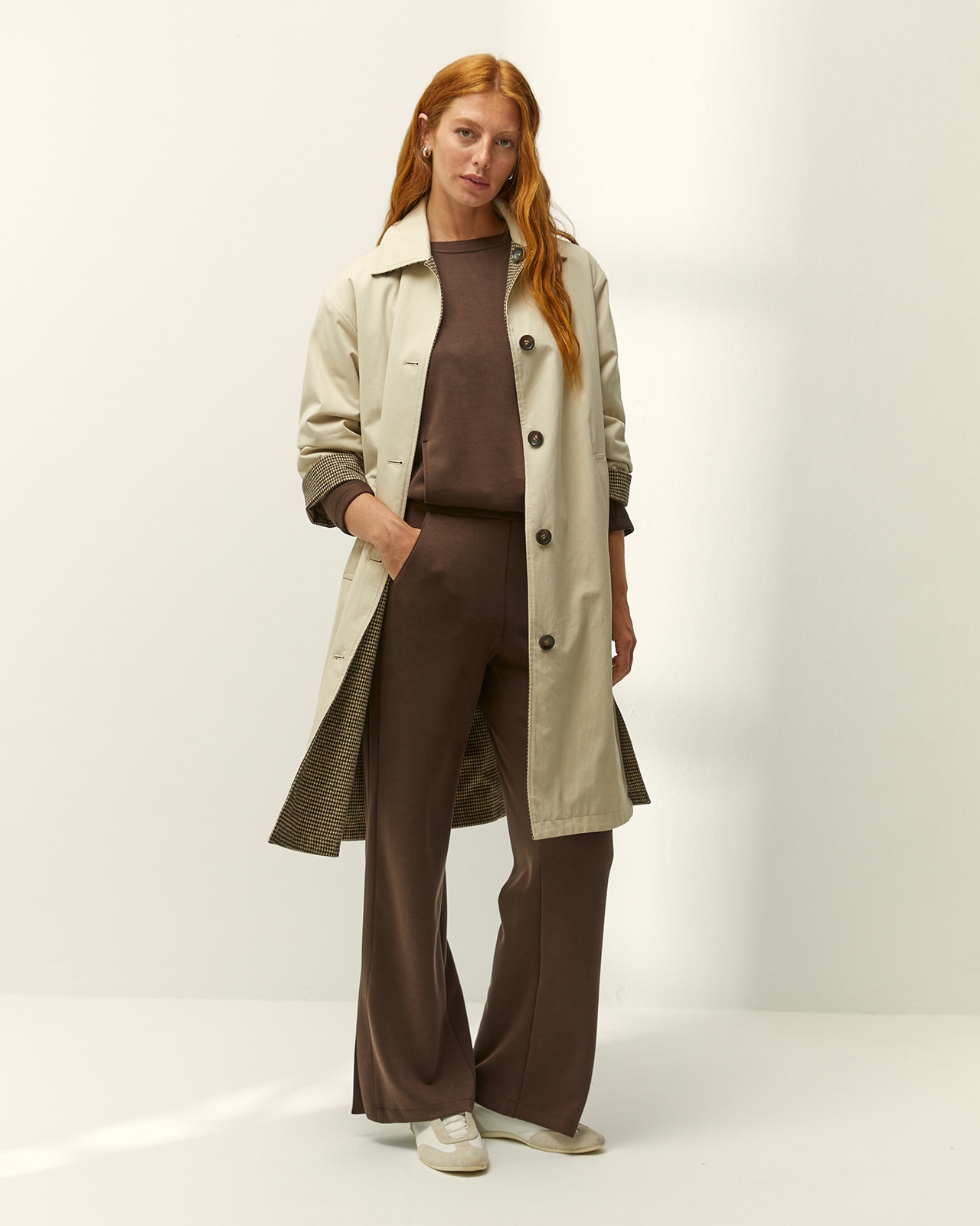 Gabardina larga de mujer reversible - Paz Torras - Crudo Crudo-1