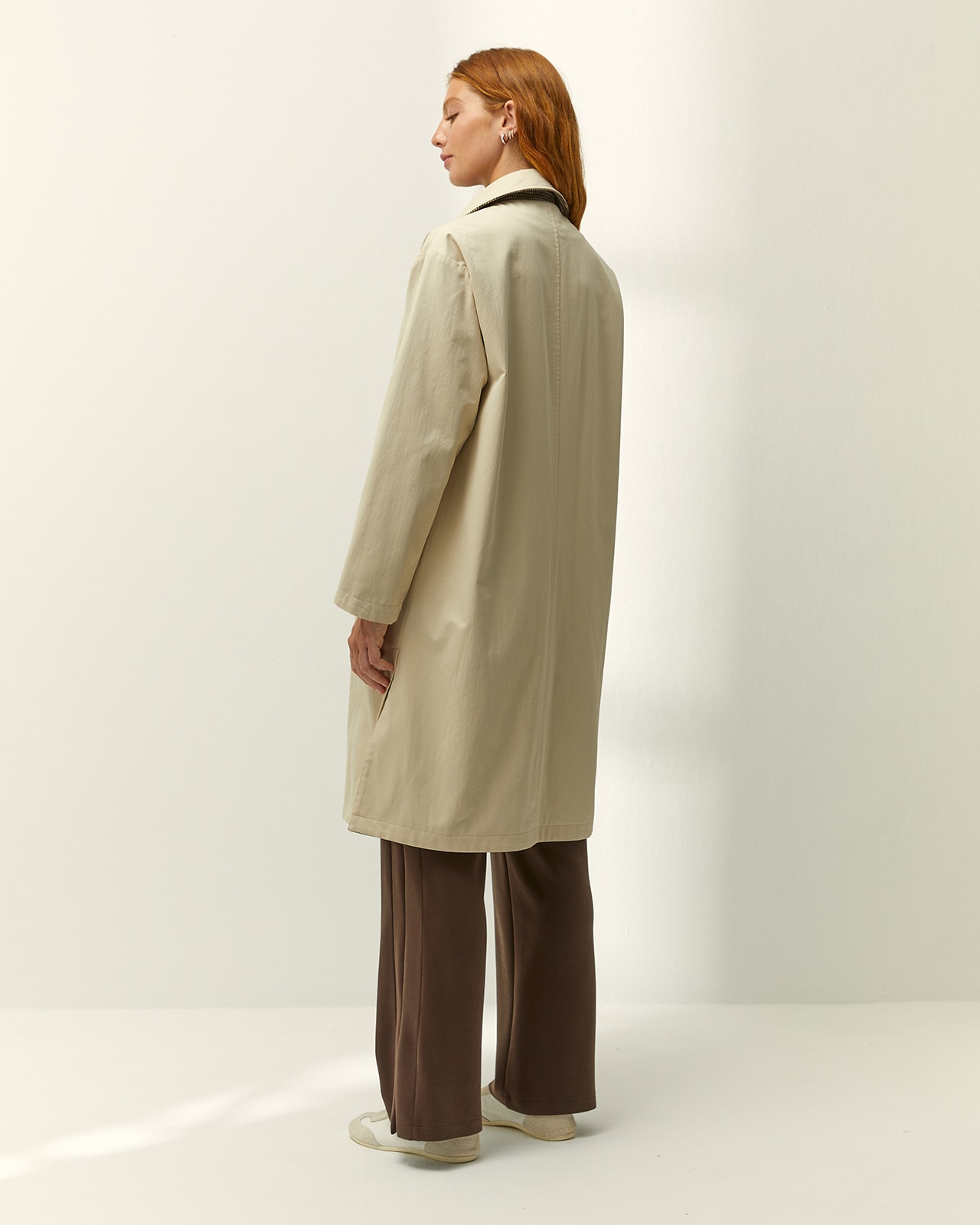 Gabardina larga de mujer reversible - Paz Torras - Crudo Crudo-3