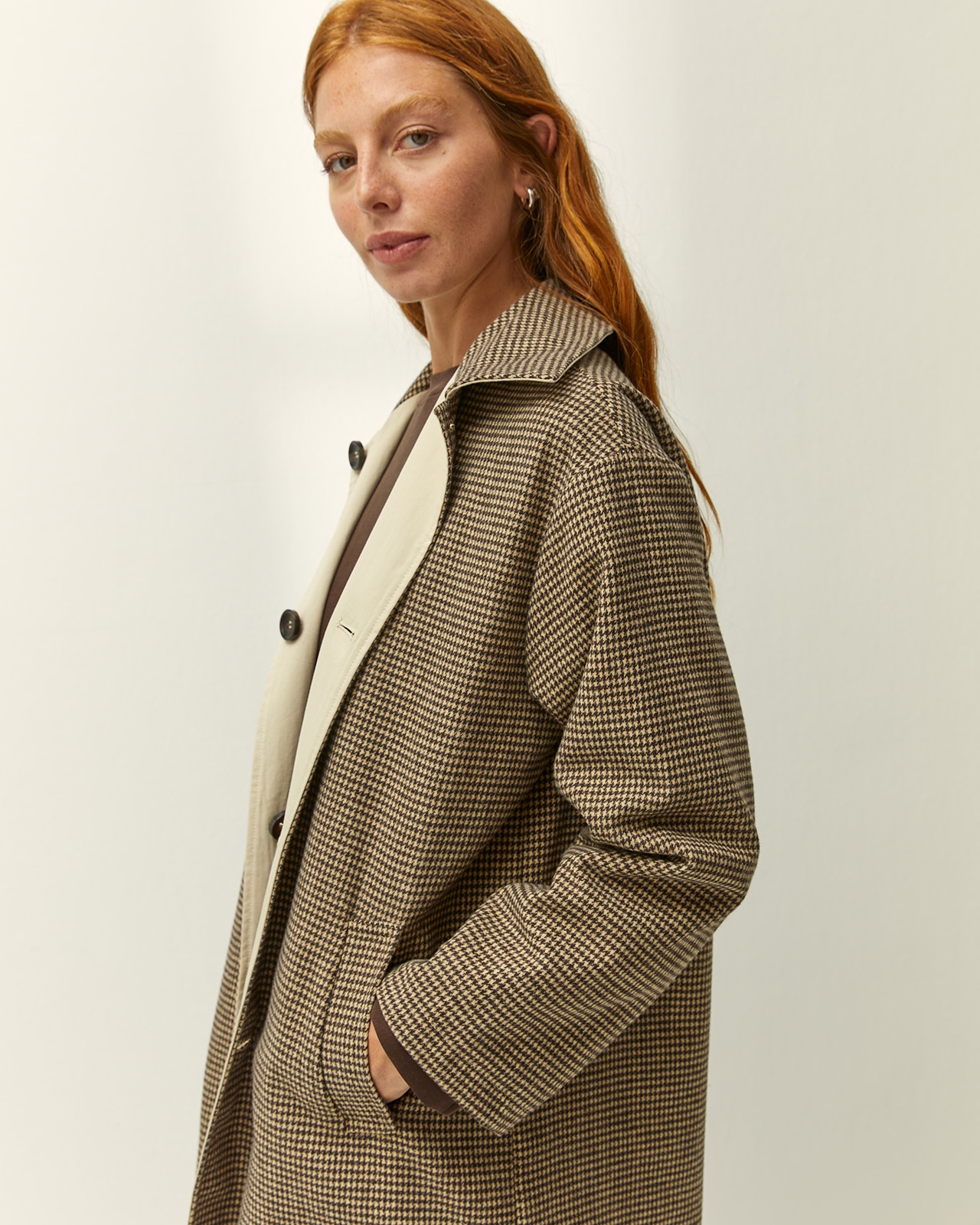 Gabardina larga de mujer reversible - Paz Torras - Crudo Crudo-4