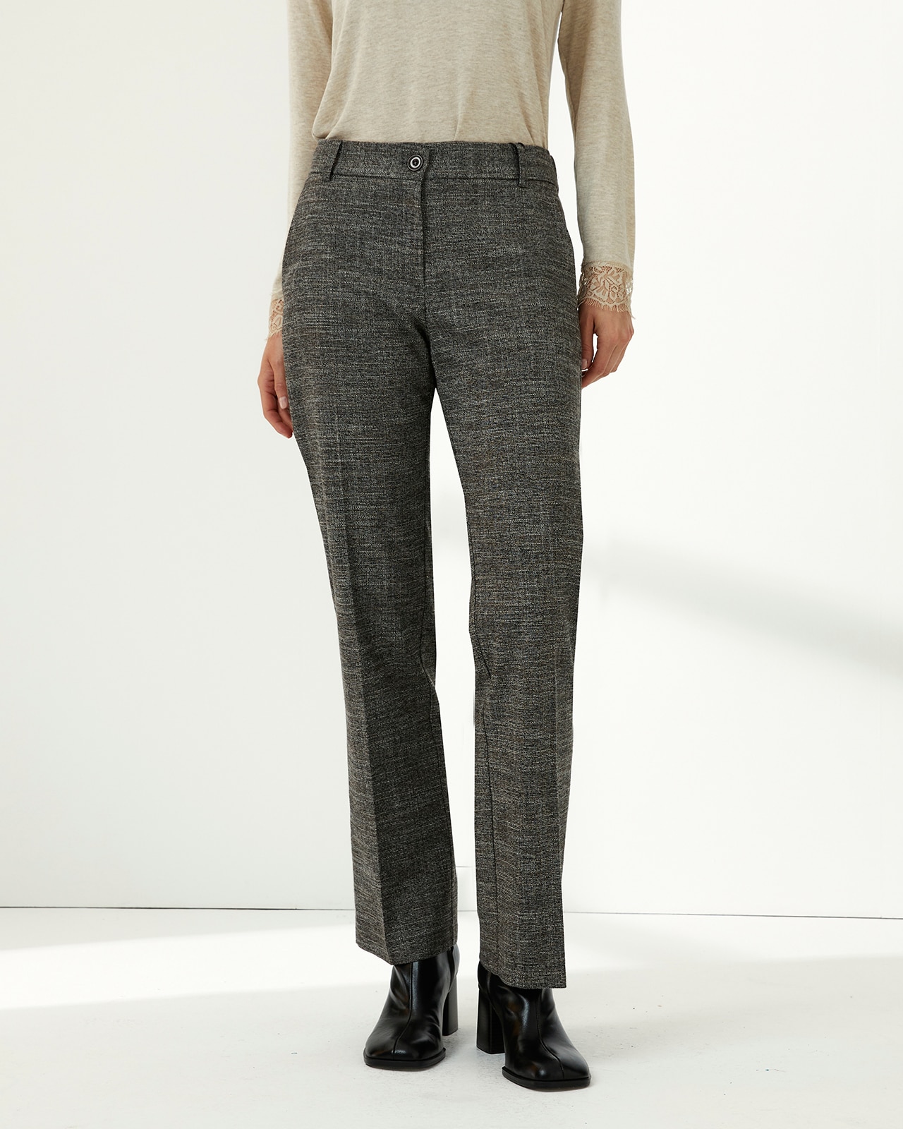 Pantalón recto de mujer cintura elástica - Paz Torras - Gris Gris-2