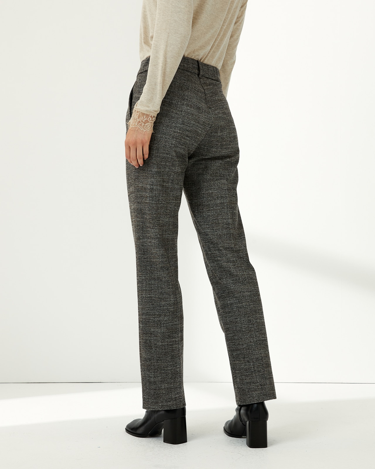 Pantalón recto de mujer cintura elástica - Paz Torras - Gris Gris-3