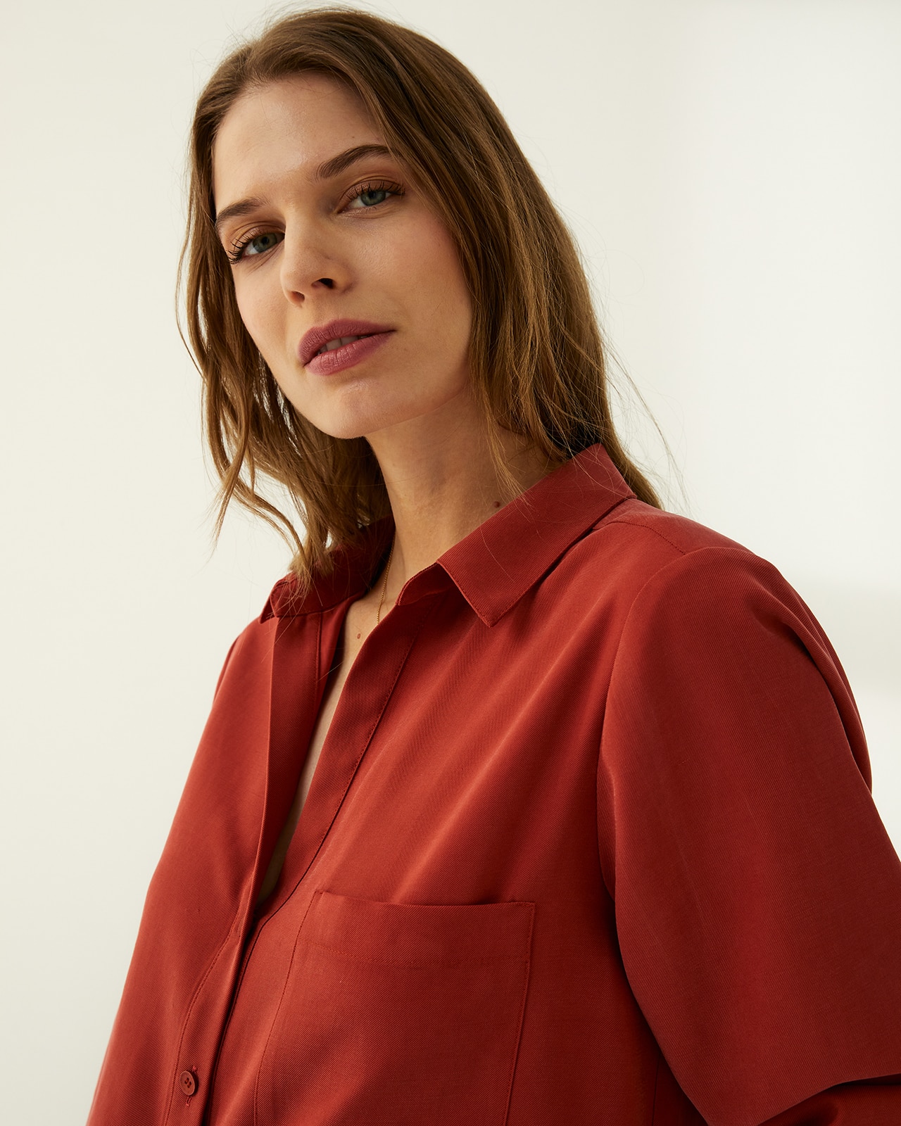 Camisa de mujer cuellos camisero manga larga - Paz Torras - Rojo Rojo-4