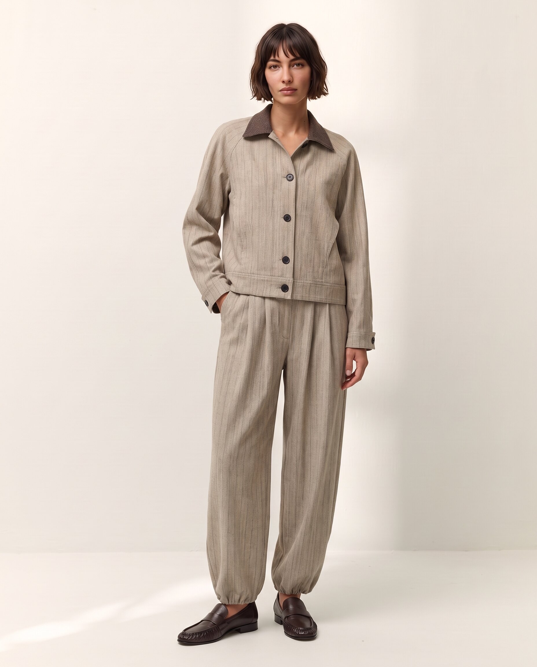 Imagen 3 de Chaqueta corta de mujer cuello contrastado - Paz Torras - Beige Beige