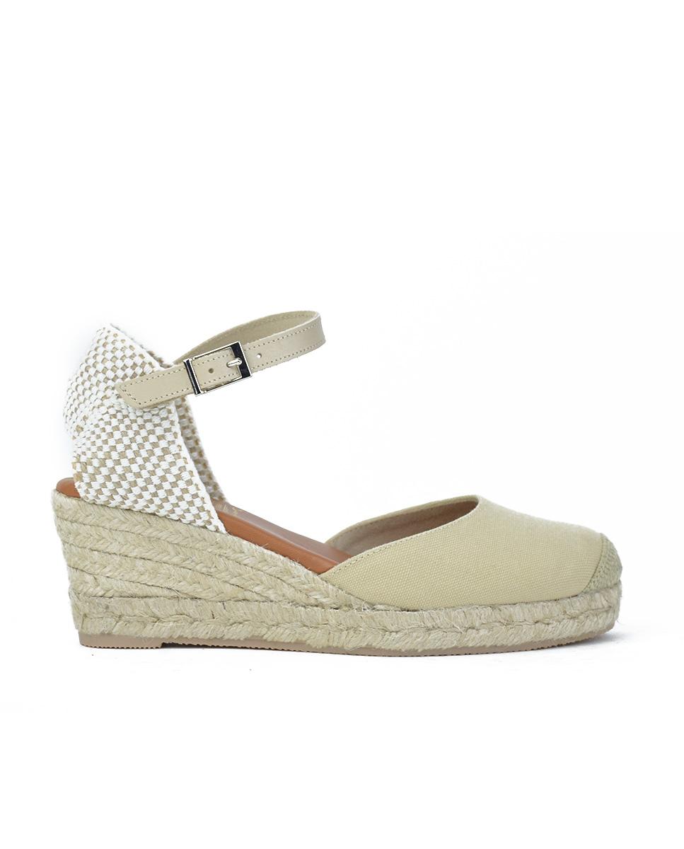 Alpargatas Pisamonas Con Zeppa Per Donna E Bambina - Tela Con Fibbia, Made In Spain