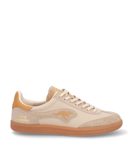Imagen 0 de Zapatillas de piel de mujer con dibujo lateral y suela a contraste