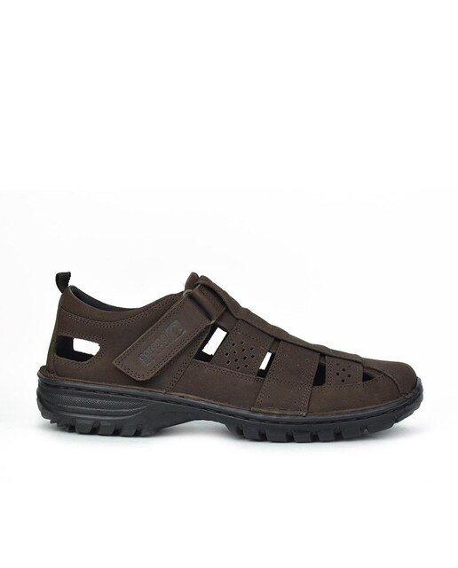 Imagen 0 de Sandalias de hombre de piel estilo cangrejeras con tiras y cierre adherente