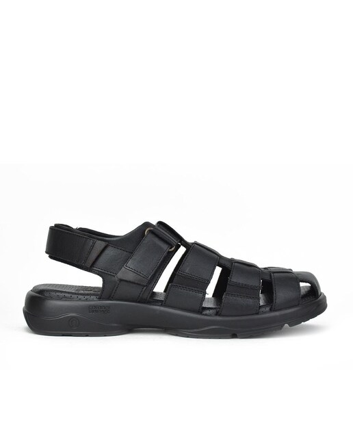Imagen 0 de Sandalias de hombre de piel estilo cangrejeras con tiras y cierre adherente