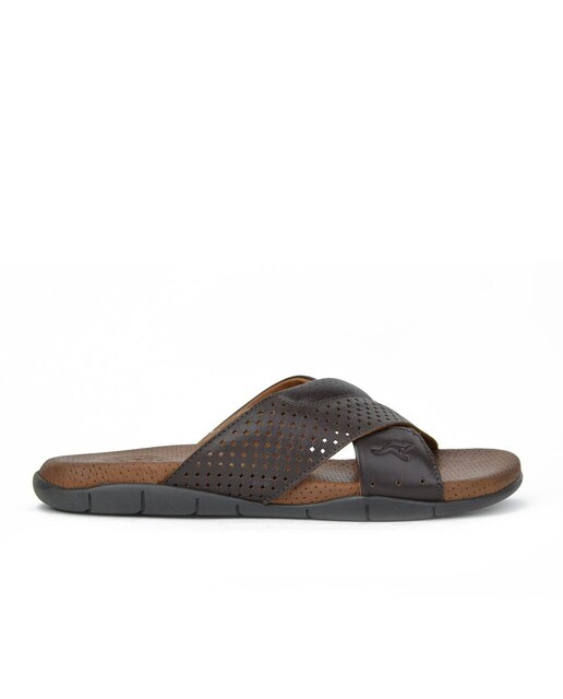 Imagen 0 de Sandalias de piel de hombre troqueladas con logotipo