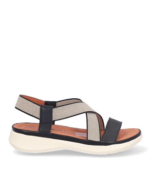 Imagen 0 de Sandalias de plataforma de mujer de piel con tiras cruzadas elásticas