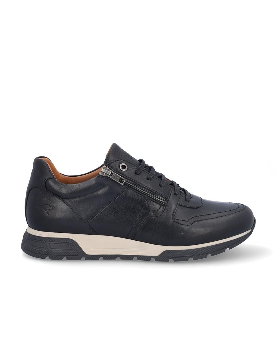 Kangaroos - Zapatillas deportivas de hombre de piel con cierre de cordones y cremallera decorativa.