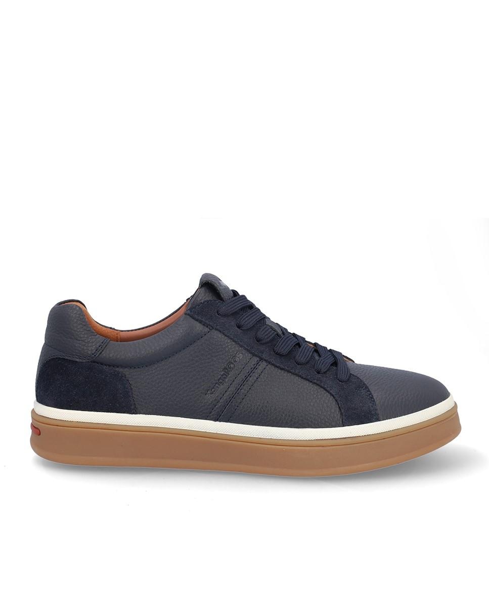 Kangaroos - Zapatillas deportivas de hombre de piel con suela gruesa y cordones.