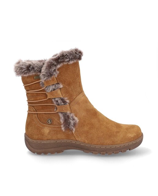 Imagen 0 de Botines de mujer de piel impermeables con pelito superior y cierre de cremallera en liso