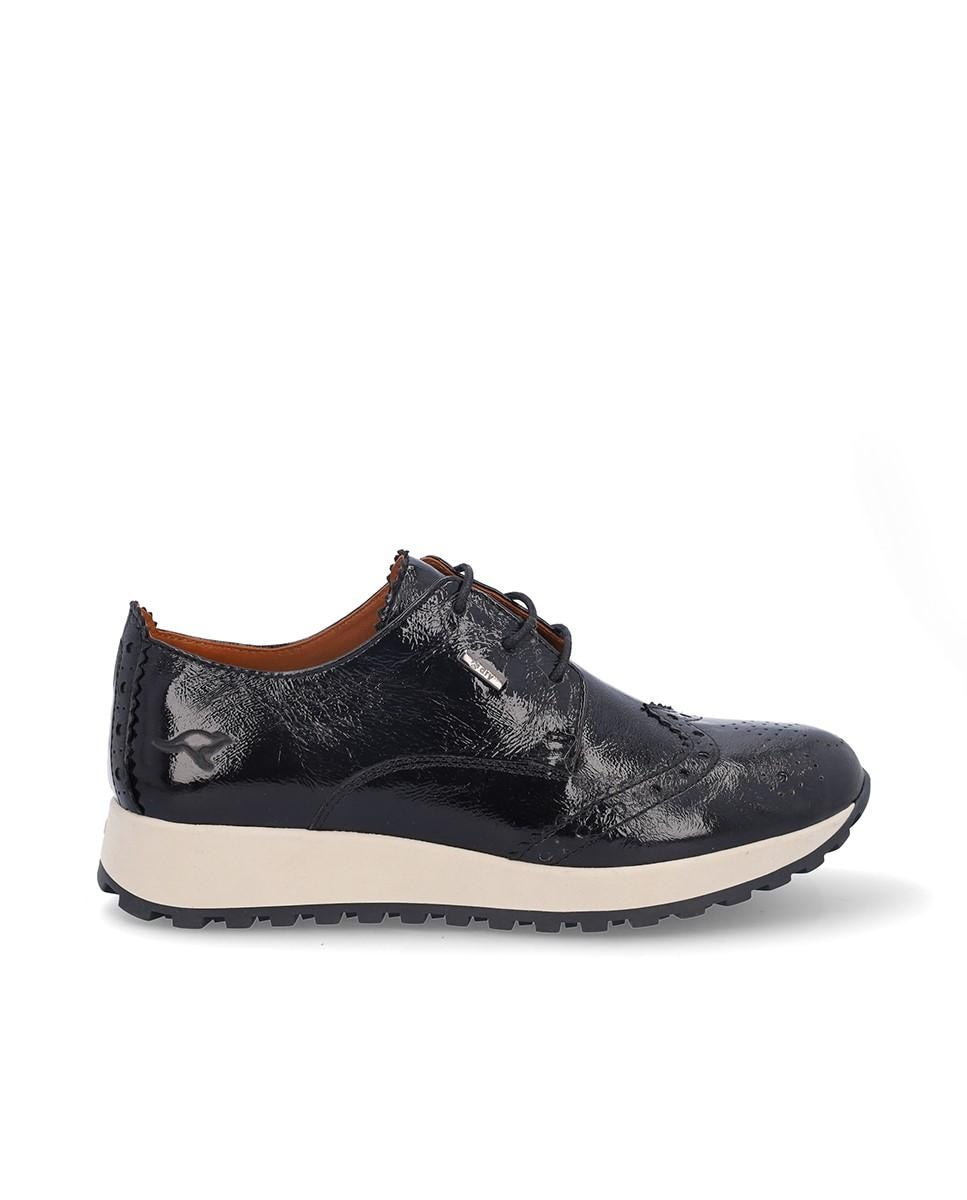 Kangaroos - Zapatillas deportivas de mujer de piel acharoladas con cierre de cordones.