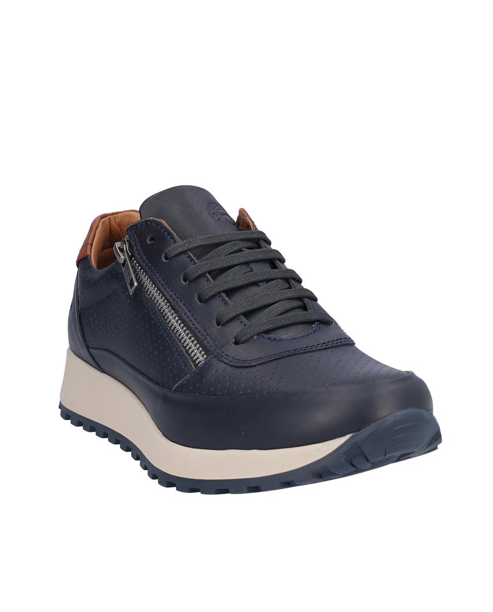 Zapatillas deportivas de mujer de piel con cierre de cordones en liso - Kangaroos - Azul marino Azul marino-3