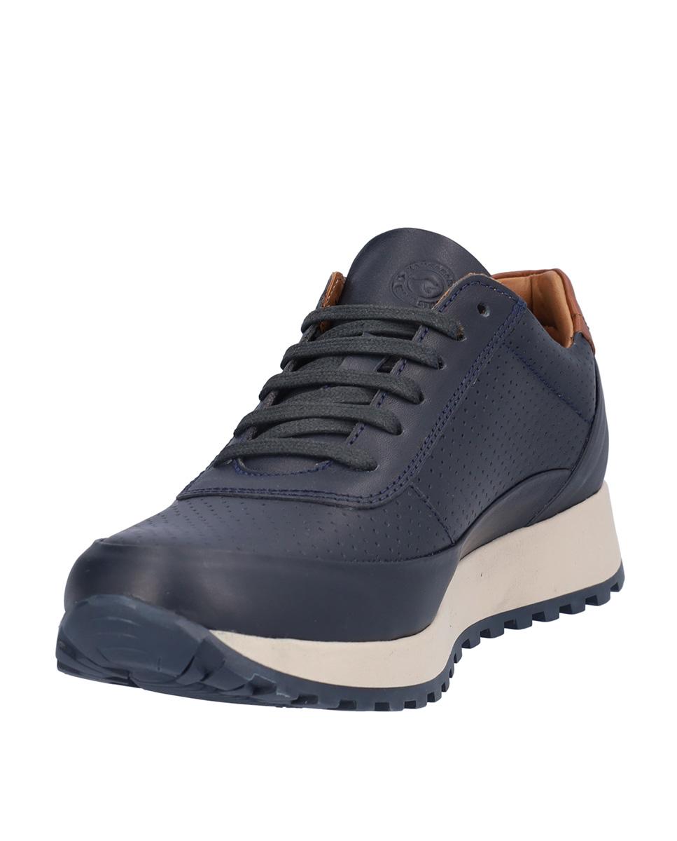 Zapatillas deportivas de mujer de piel con cierre de cordones en liso - Kangaroos - Azul marino Azul marino-2