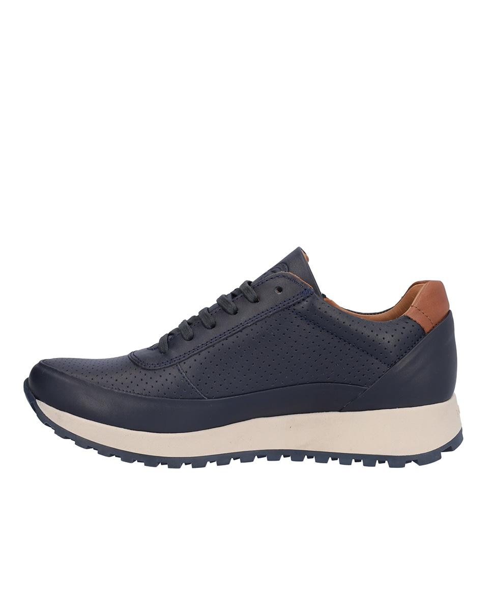 Zapatillas deportivas de mujer de piel con cierre de cordones en liso - Kangaroos - Azul marino Azul marino-4