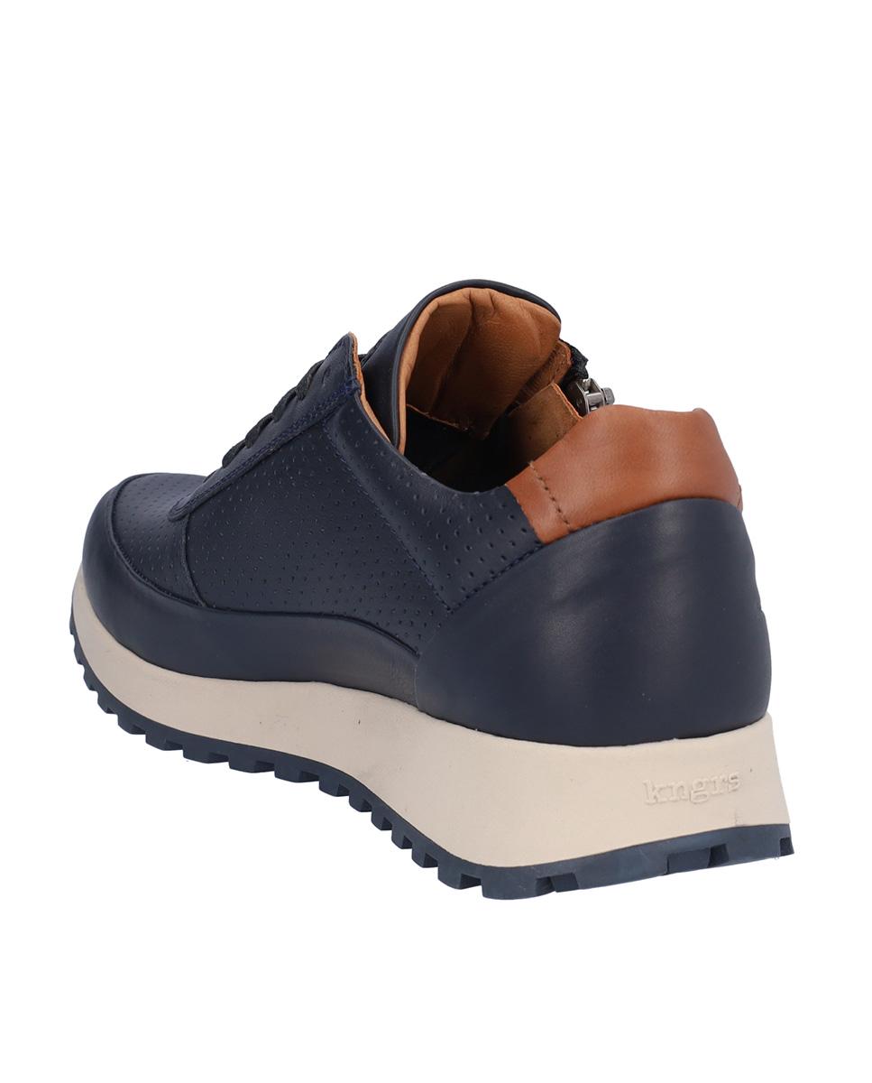Zapatillas deportivas de mujer de piel con cierre de cordones en liso - Kangaroos - Azul marino Azul marino-5