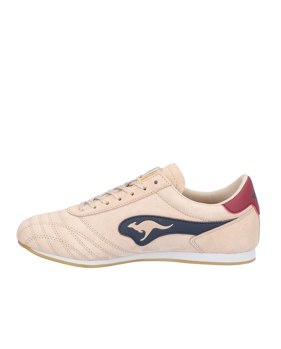 Zapatillas deportivas de mujer de piel con cierre de cordones y logotipo lateral - Kangaroos - Nude Nude-4